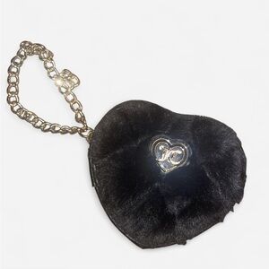 Juicy Couture Furry Black Heart Wristlet